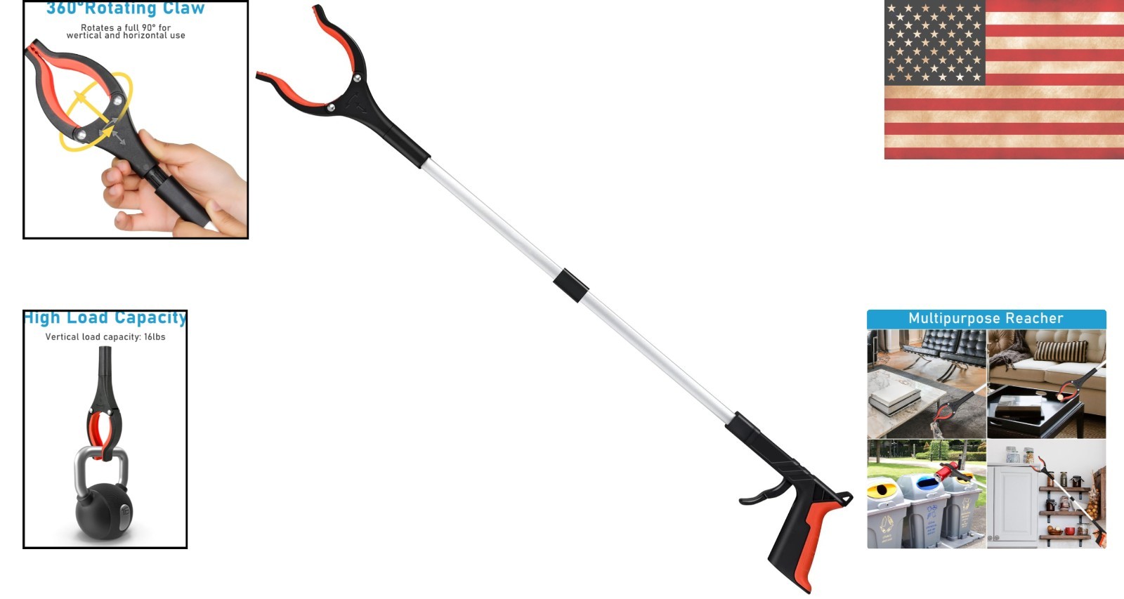 Foldable 32" Trash Litter Picker with Ergonomic Handle - Must-Have Utility Tool