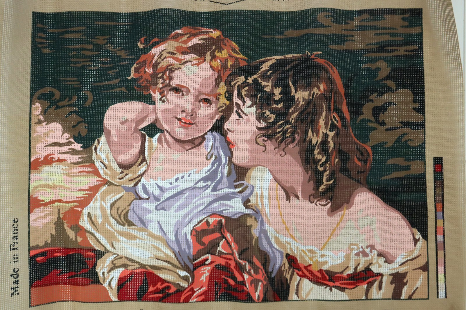 NEW Vintage French Painted Needlepoint Canvas "Les Enfants Calmady" SEG de Paris