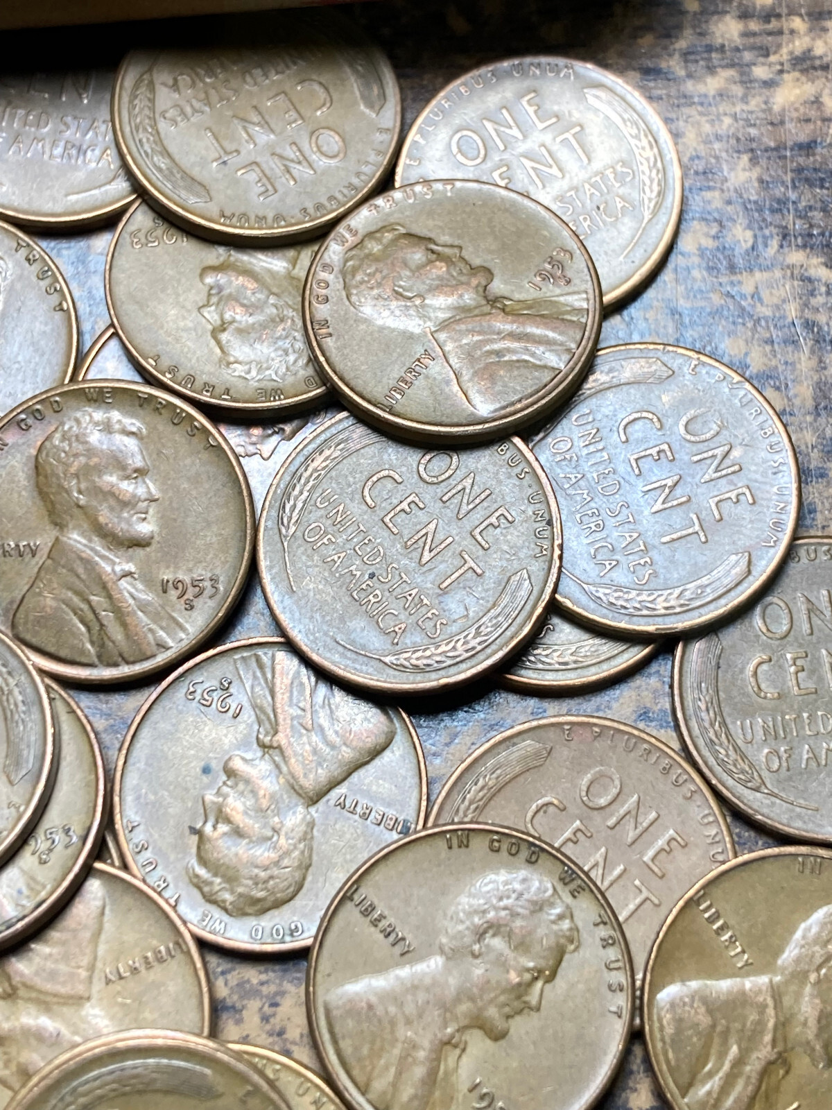 1953-S LINCOLN WHEAT CENT ROLL, nice condition
