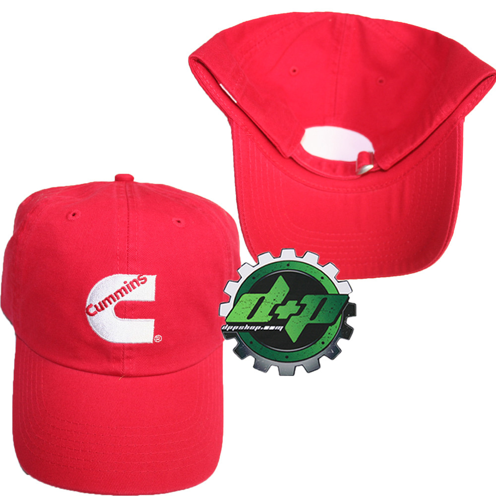 Cummins baseball hat cap basic red soft center logo hat truck diesel gear