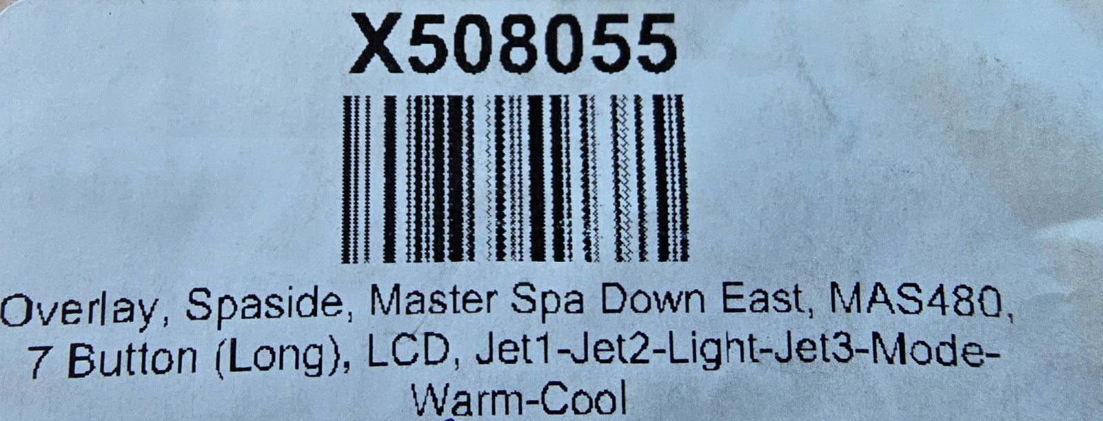 Master Spas Topside Panel Overlay for MAS 480 7 button X508055