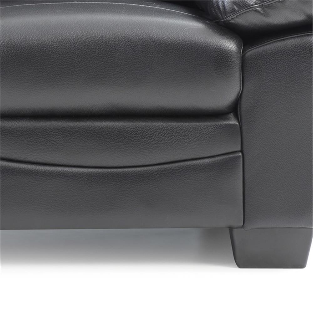 Maklaine Modern / Contemporary Faux Leather Loveseat in Black