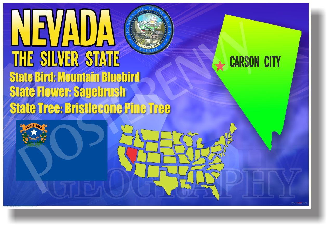Nevada Geography - NEW U.S State Travel POSTER