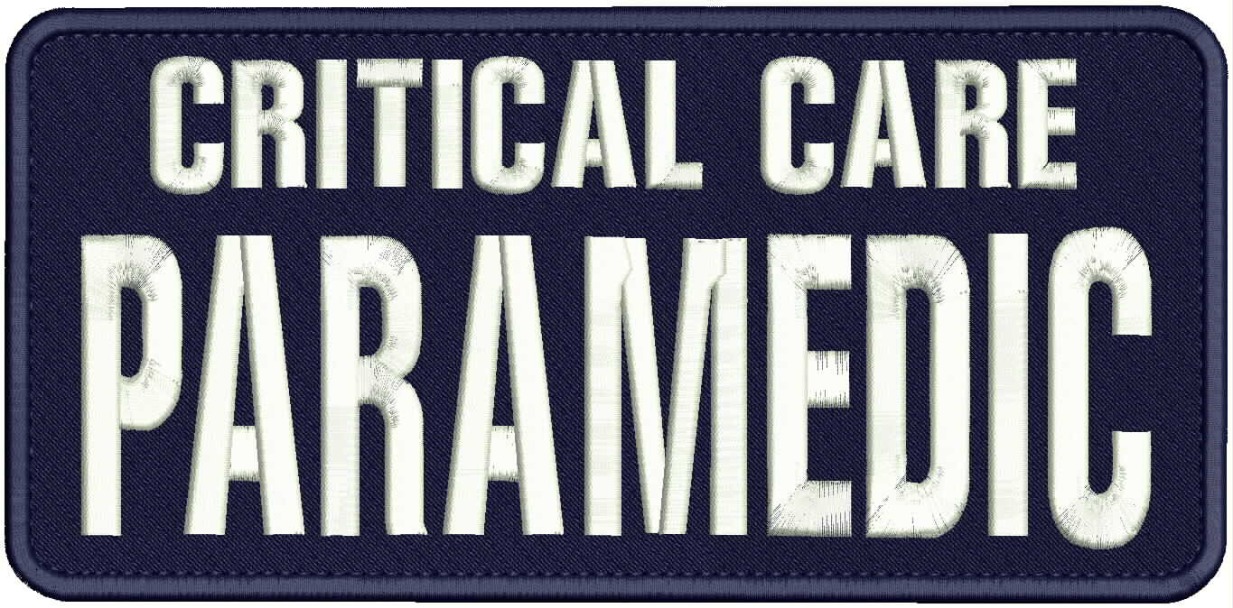 CRITICAL CARE PARAMEDIC EMBROIDERY PATCH 11X5 SEW ON BACK WHITE ON NAVY BLUE