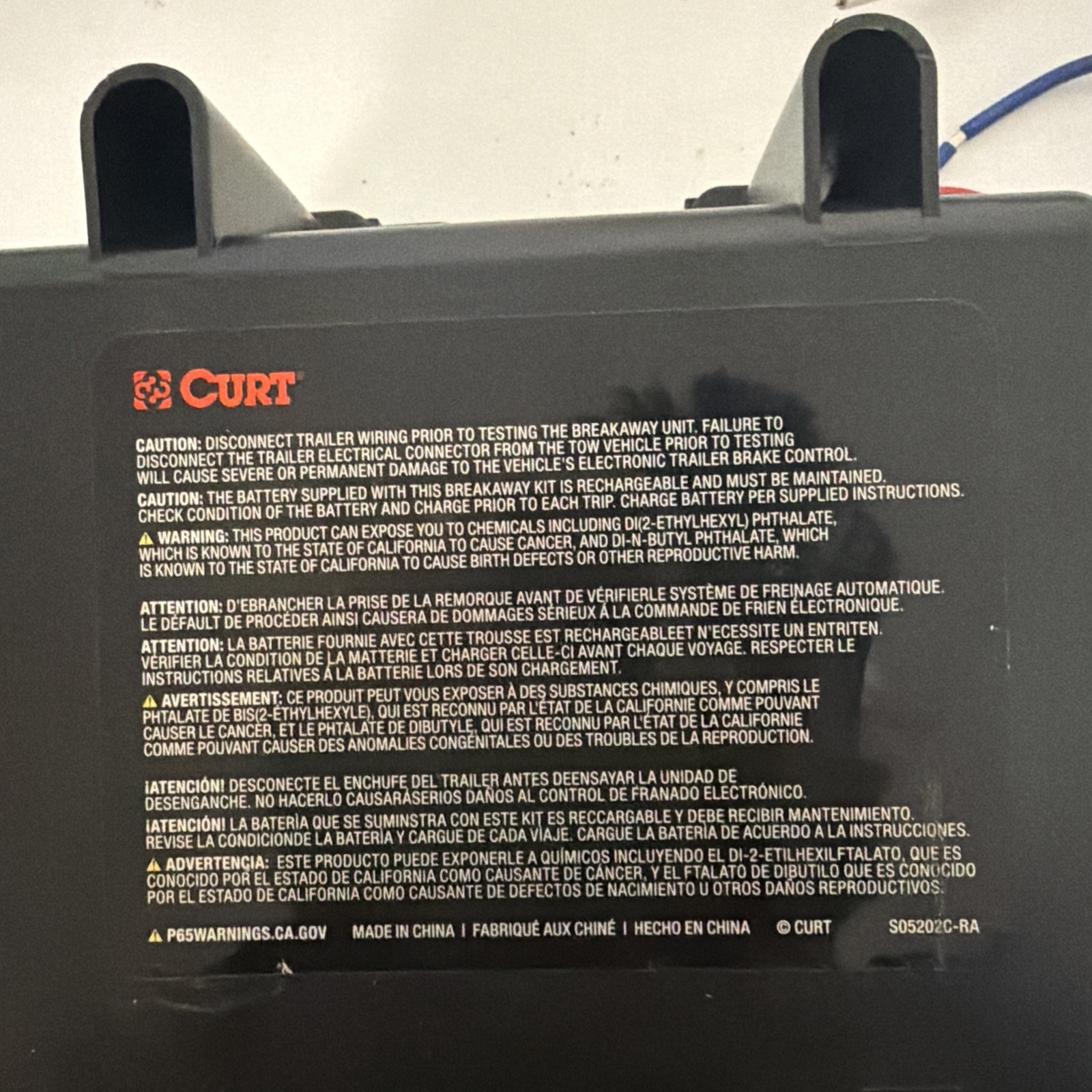 CURT Breakaway System Does Not Include Battery or Switch S05201X-RA