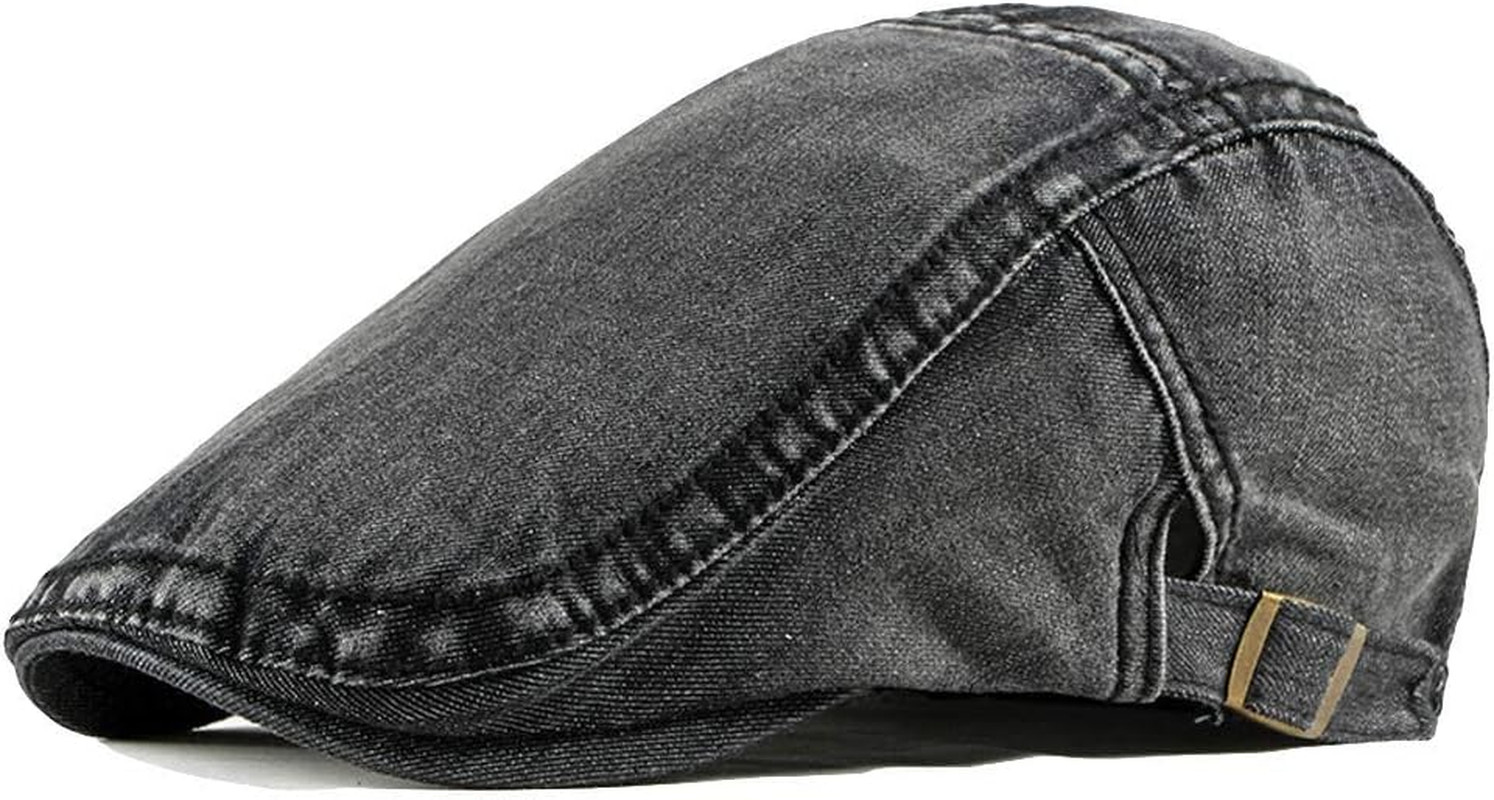 2 Pack Mens Denim Cotton Newsboy Cap Ivy Gatsby Driving Hunting Cabbie Hats