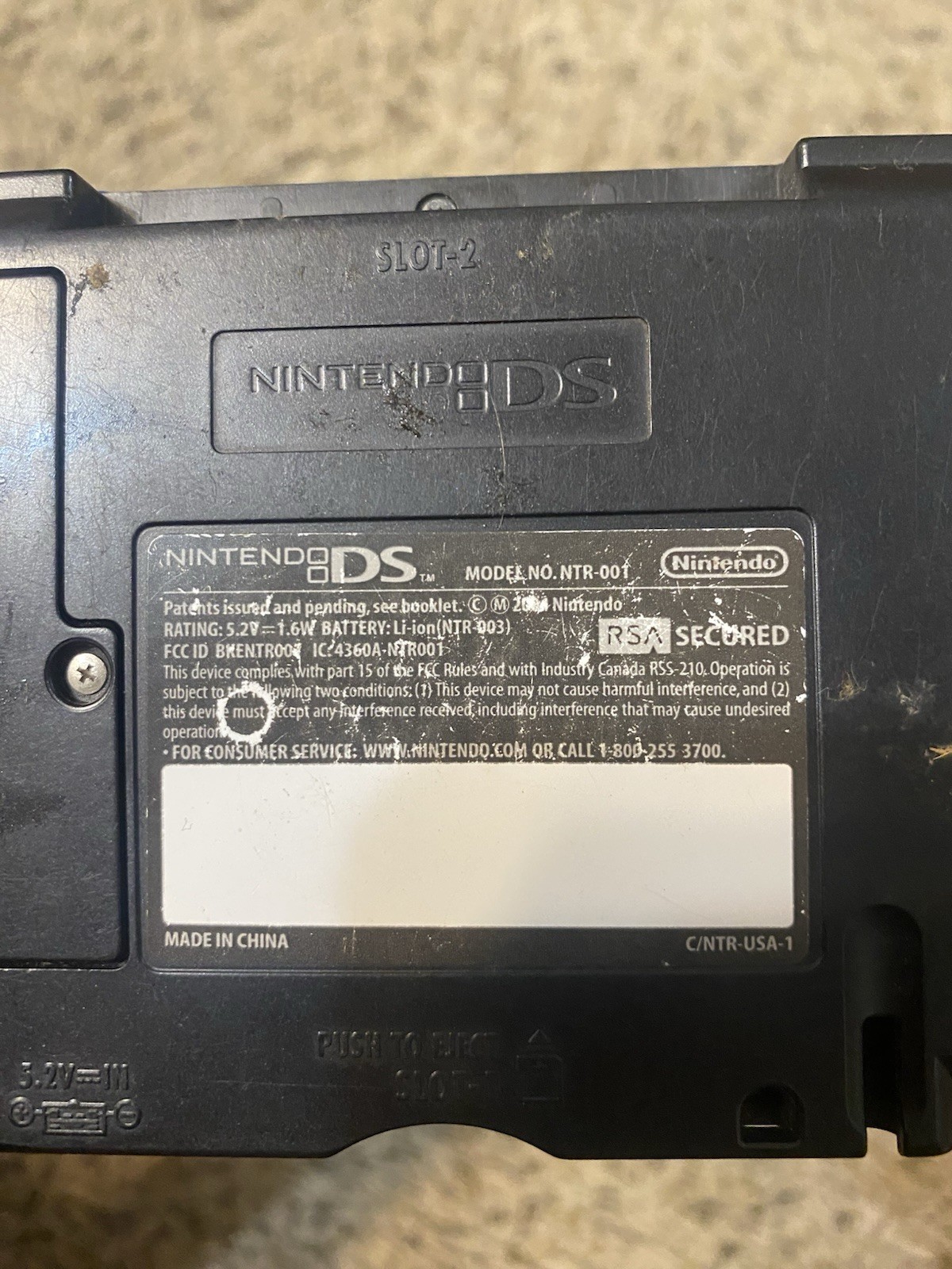Original Nintendo DS Blue - *Broken Top Screen, No Stylus*