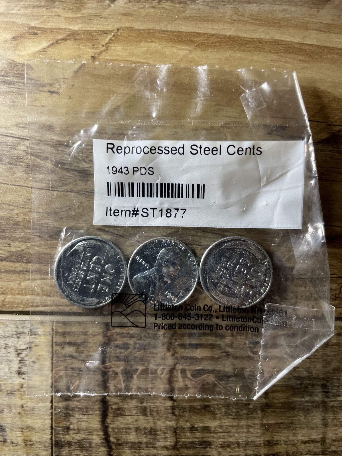 Littleton Coin Co. 1943 PDS Reprocessed Steel Cents Lot Of 3 ST1877