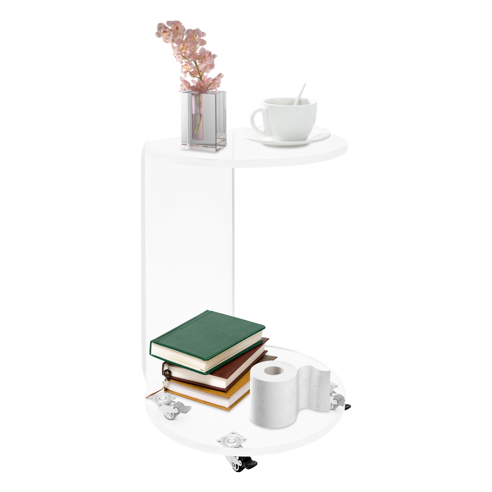 Acrylic Nightstand Side Table, Mobile Side Table, 2-tier Display End Table