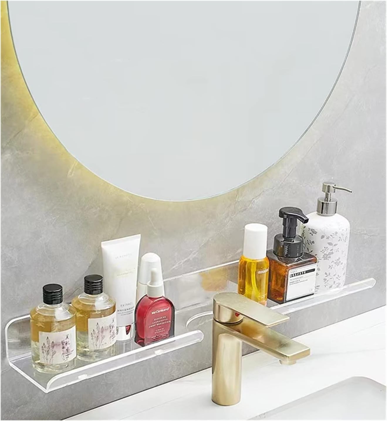 17 Inch Acrylic Bathroom Shelf Organizer Over The Faucet Bathroom Sink Rack
