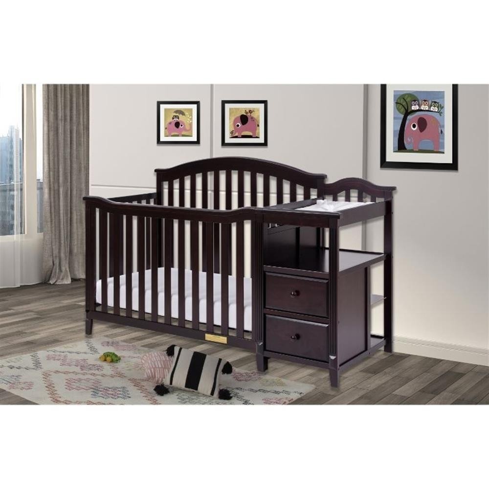 AFG Baby Furniture Kali 4-in-1 Convertible Crib w/ Toddler Guardrail Espresso