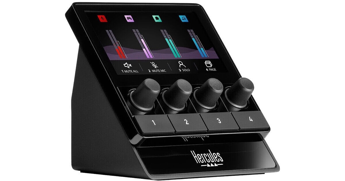Hercules Stream 100, Audio Mixer for Content Creators, Up to 8 Tracks, Bundle