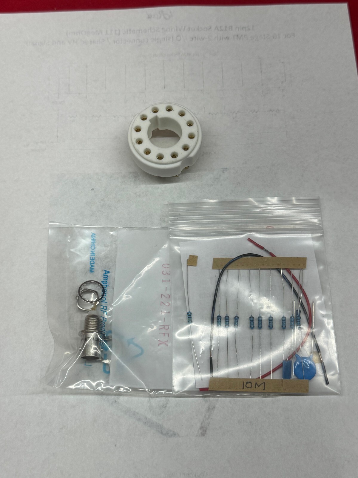 12-pin Socket Kit w/Resistors Capacitor wire & BNC 1.5" PMT Photomultiplier Tube