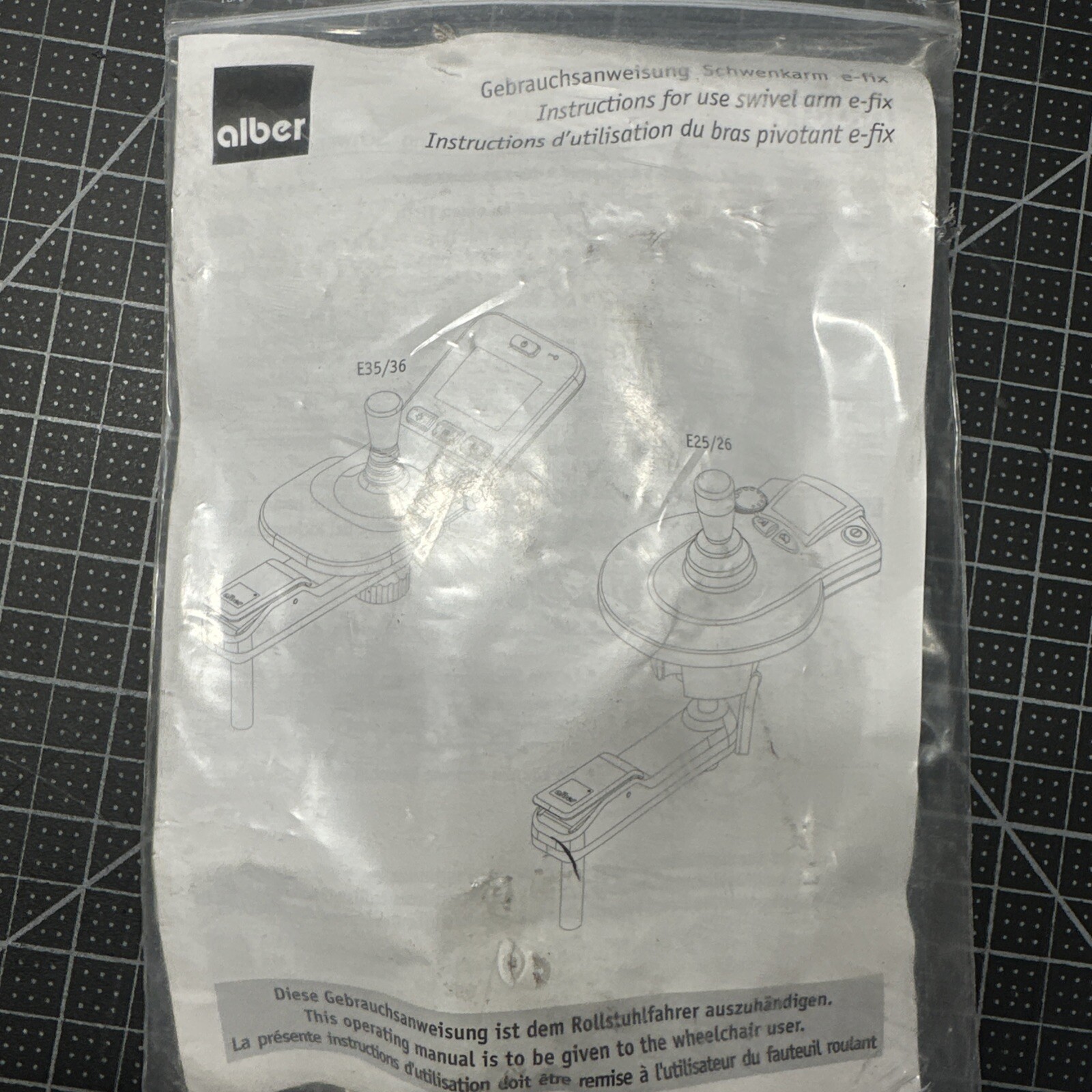 Alber E25/26 E-Fix Swivel arm For Control Unit
