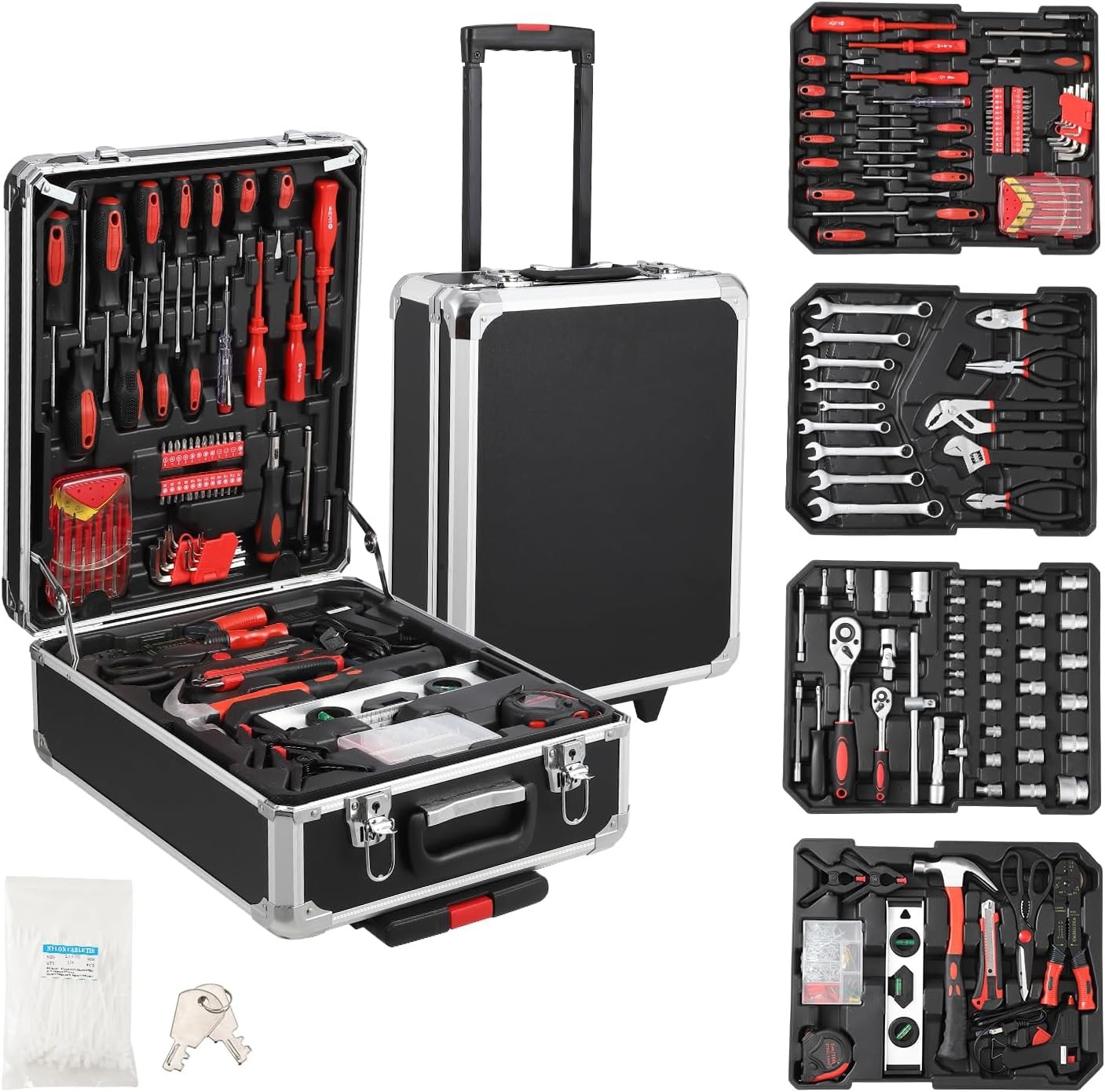 800 PCS Tool Set Mechanics Tool Kit Wrenches Socket Repair Tool Case w/wheels