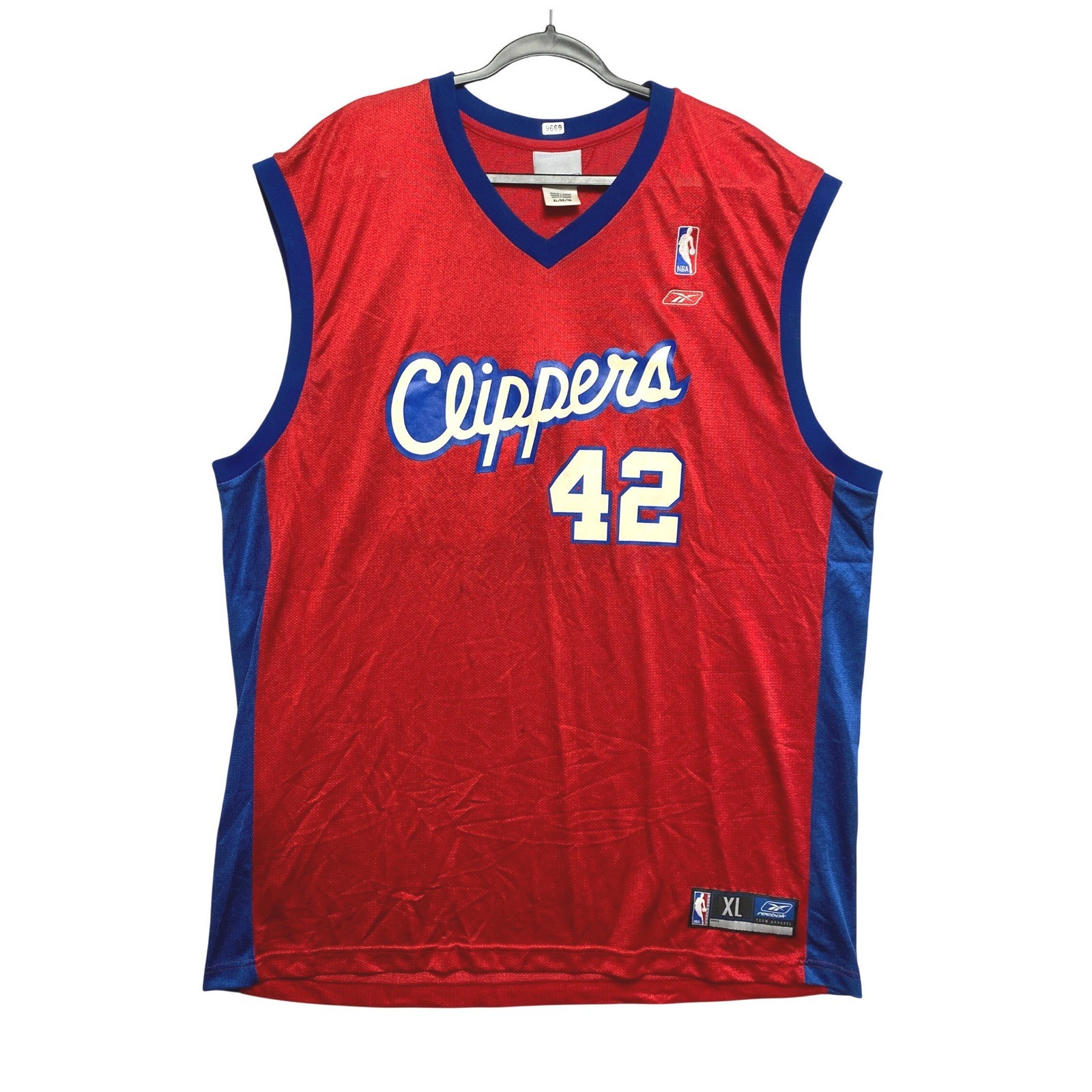 Los Angeles Clippers Jersey 42 Mens XL Red Blue Basketball Reebok NBA Vintage