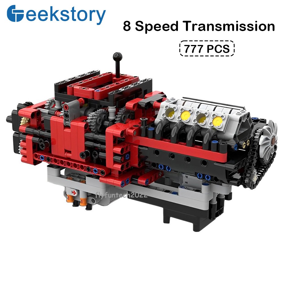 Technic Part MOC 8 Speed Transmission Model+L motor Building Block Kit for Le*go