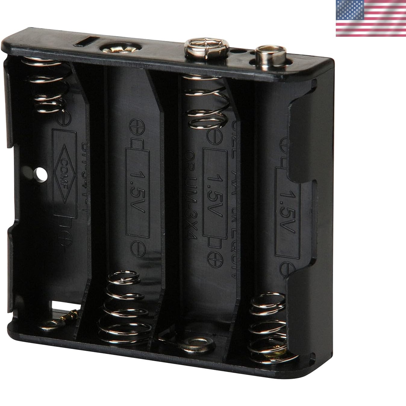 Battery Holder for 4 AA - 9V Snap Connection for Efficient Electronics Use