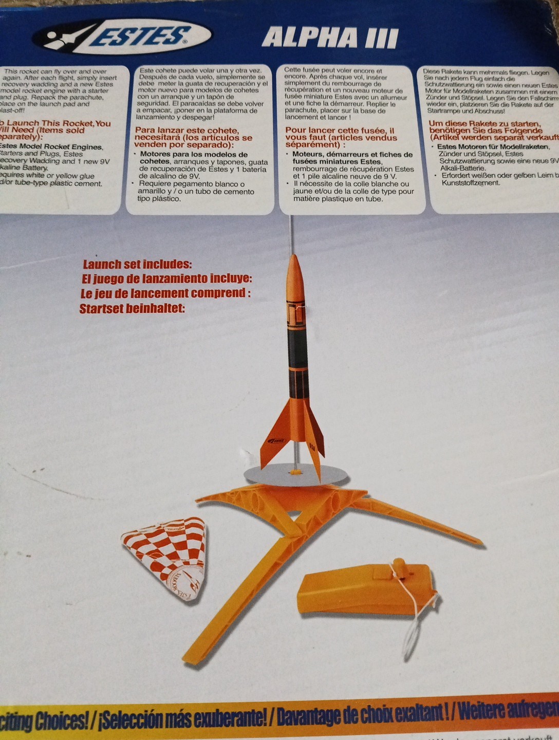 Estes 1427 Alpha III Model Rocket Launch Set E2X Model Rocket Kit 1150 Ft 351 M