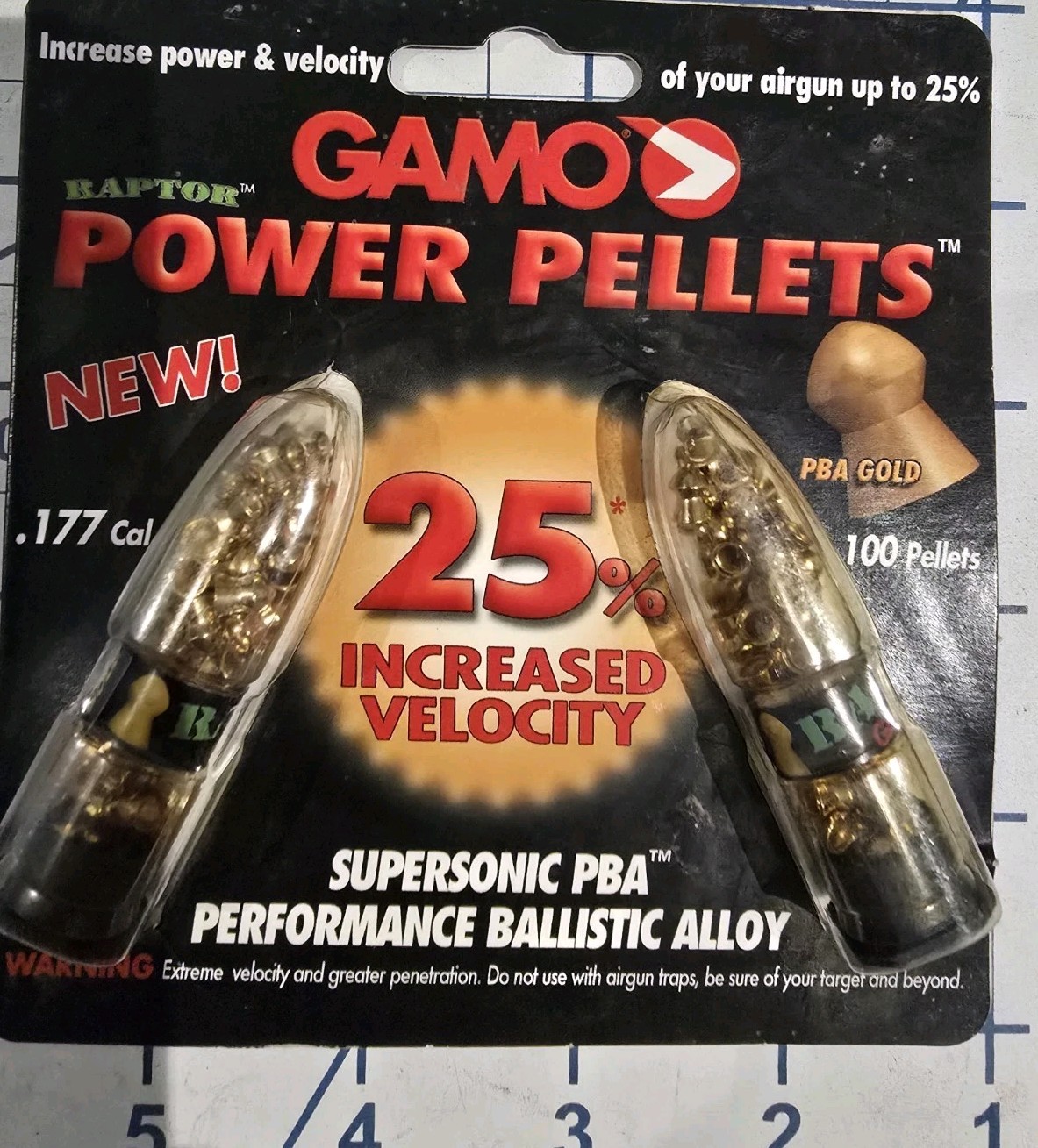 Gamo~ Raptor Power Pellets Supersonic PBA-18k Gold, 25% Faster,.177cal. 100 Ct.