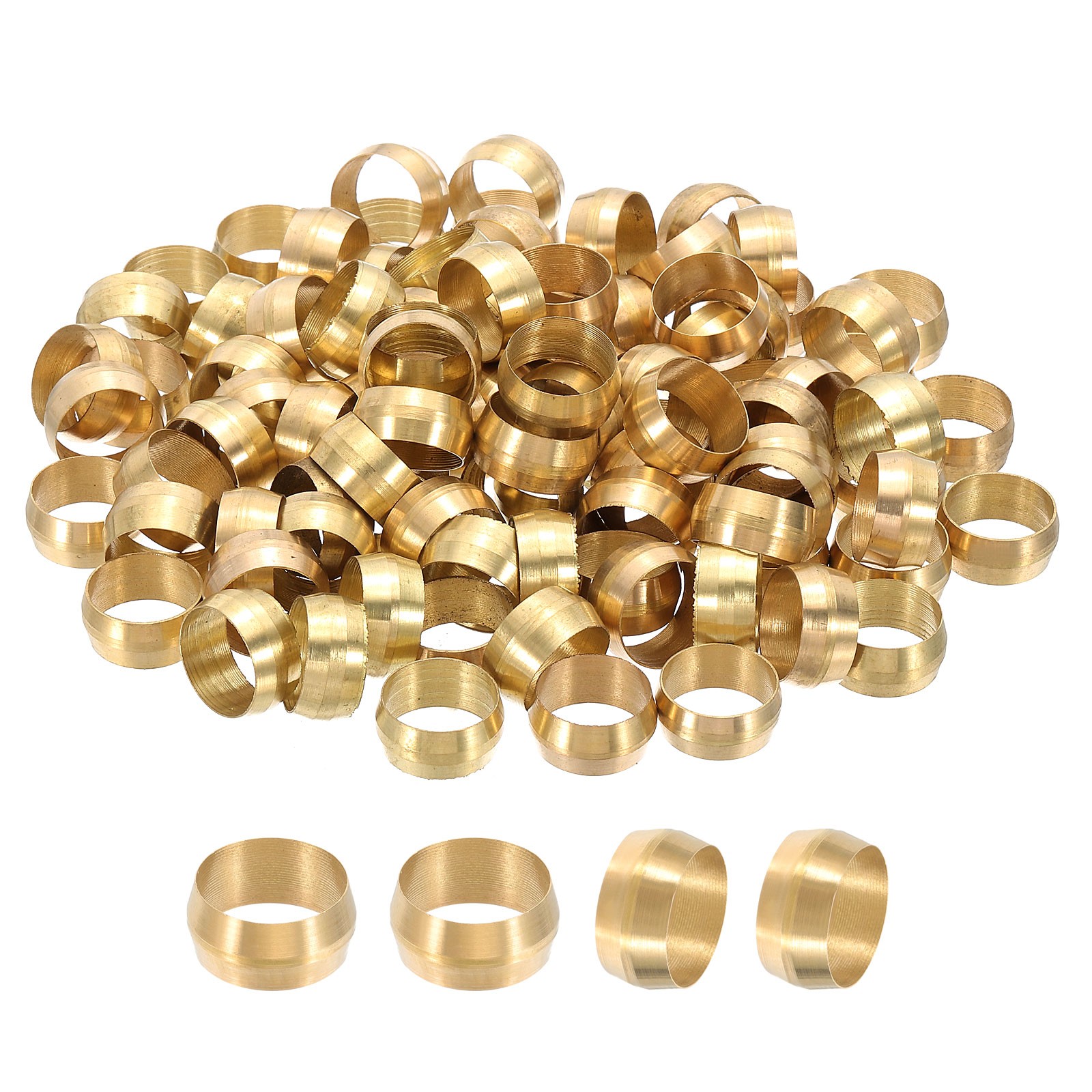 100Pcs Tube OD 5/8" Brass Compression Sleeves Ferrules