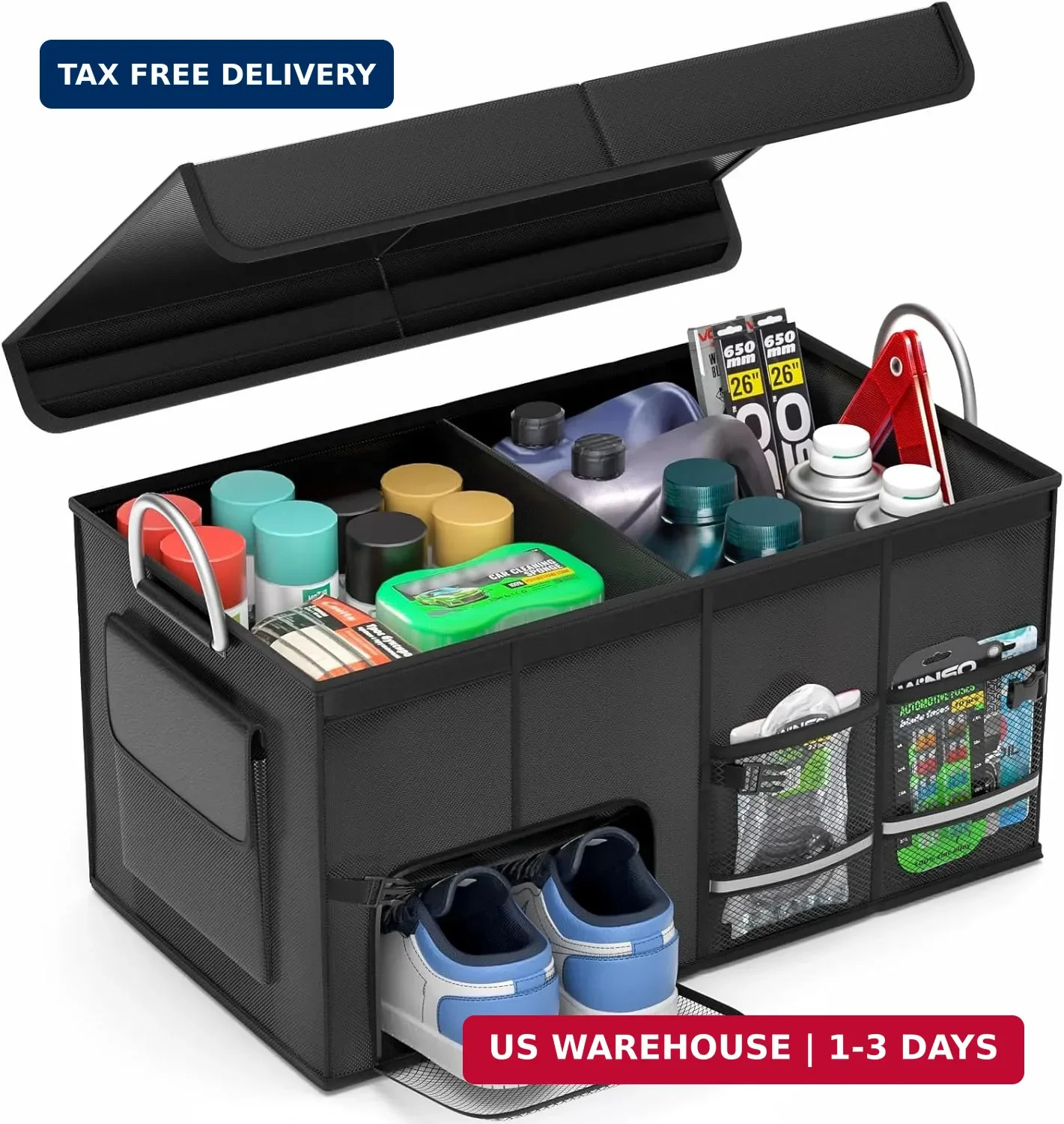 Car Trunk Organizer for SUV 50L Car Caddy Golf Trunk Organizer with Lid Collapsi