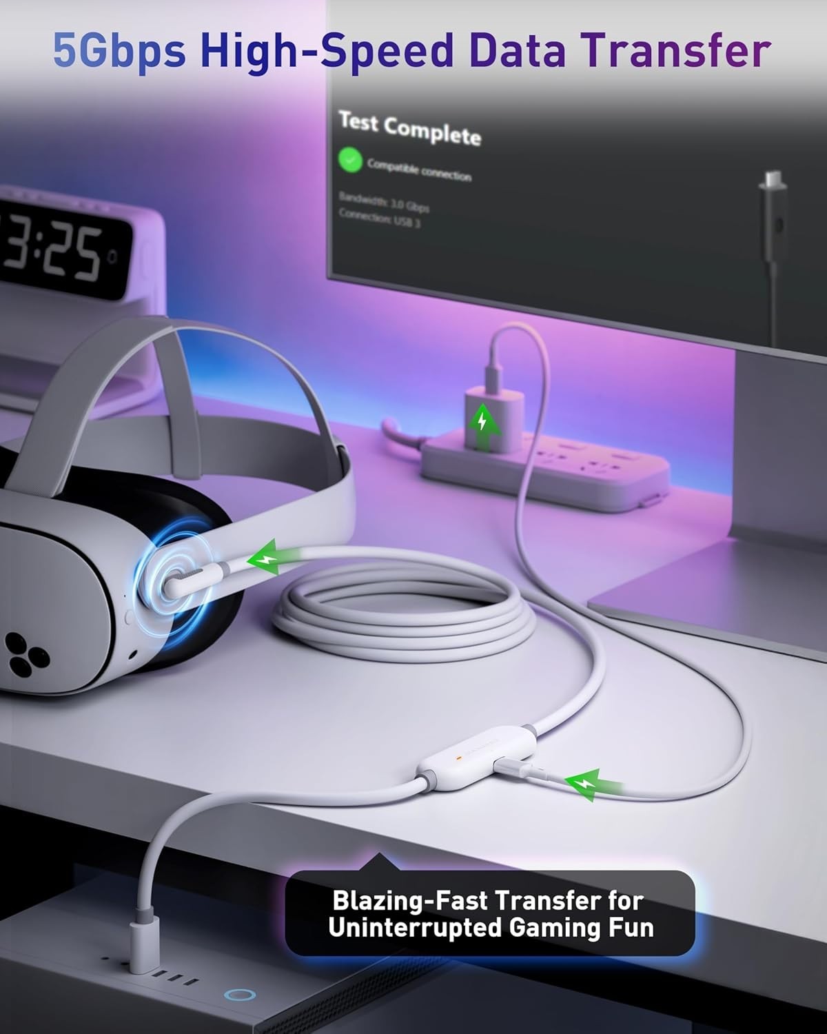 VR Charging Link Cable 16FT Next-Gen Chip Compatible with Meta Quest 3S/Quest...