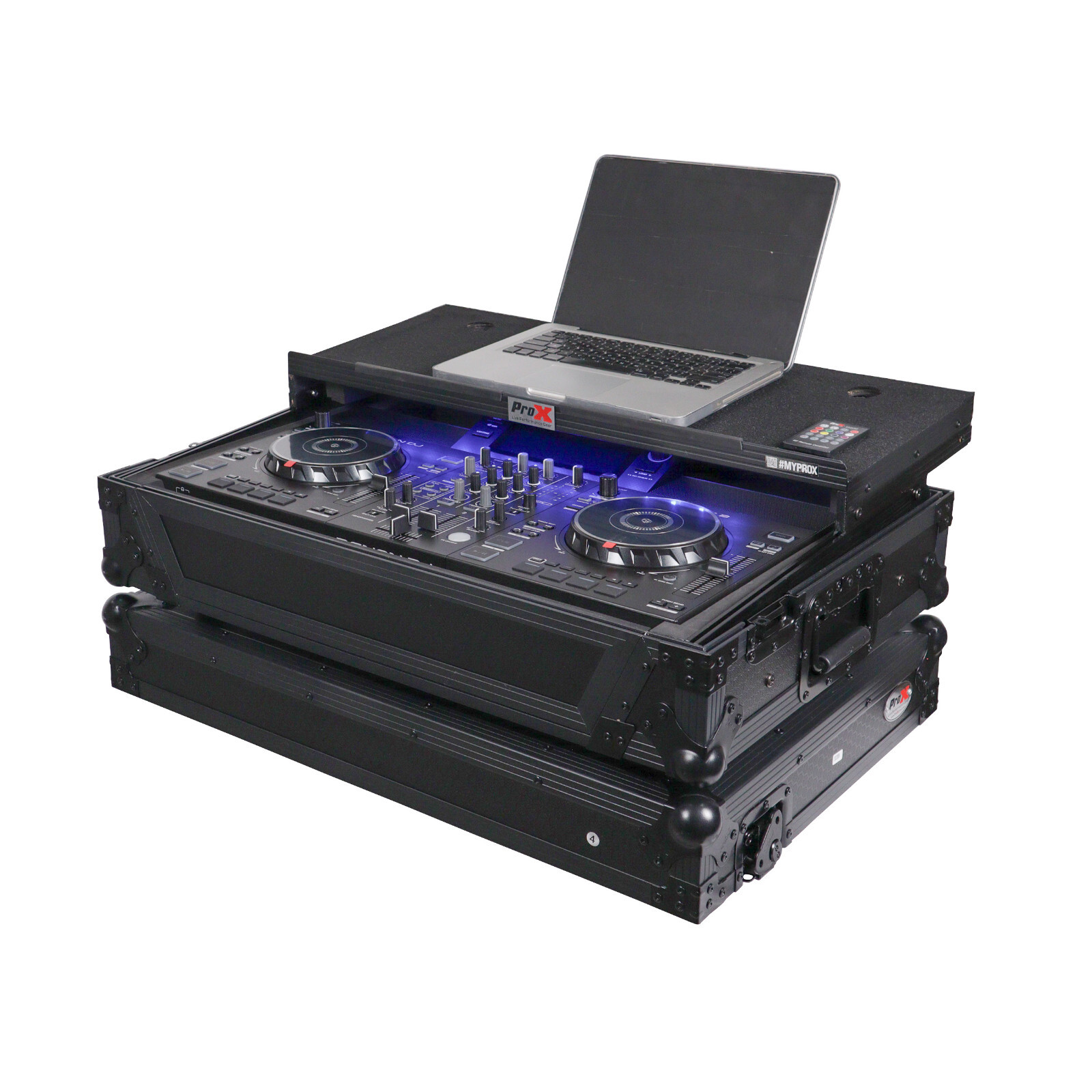 ProX Road Case Black - w/Laptop Shelf for Denon SC Live 2 Controller