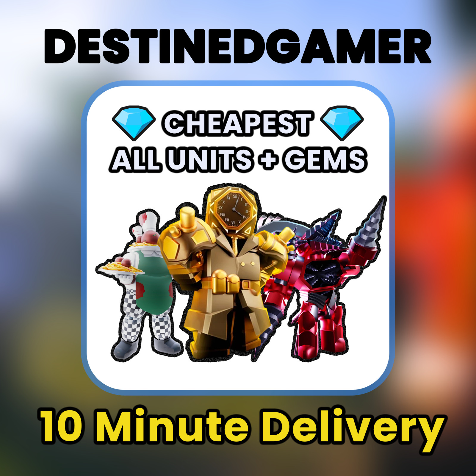⏳ 10 MIN DELIVERY ⏳ Toilet Tower Defense (TTD) ALL UNITS + GEMS 💎 CHEAP PRICES