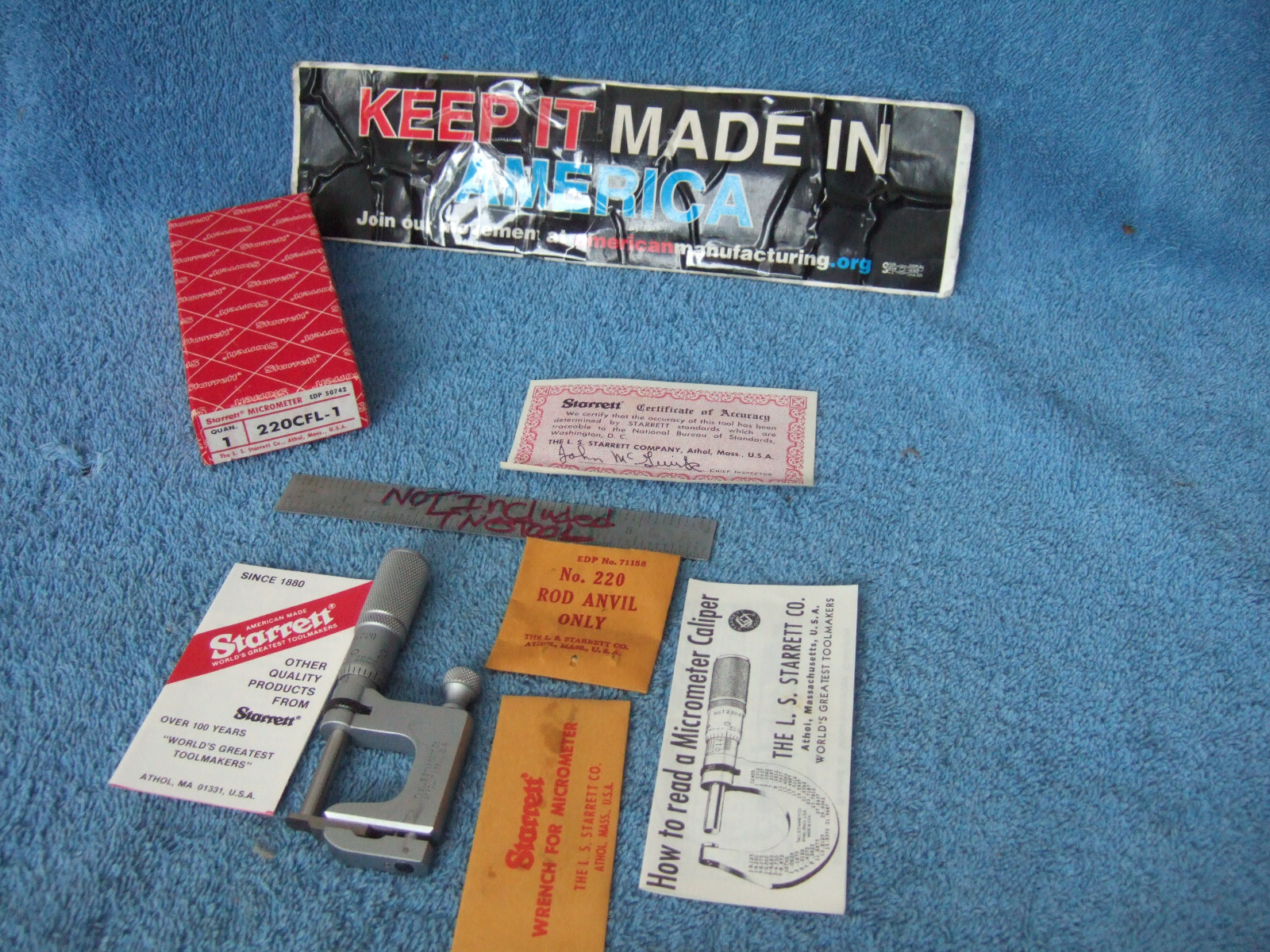 STARRETT No.220 MUL-T-ANVIL MICROMETER 0-1” 001" No 220CFL-1 MACHINIST TOOLMAKER