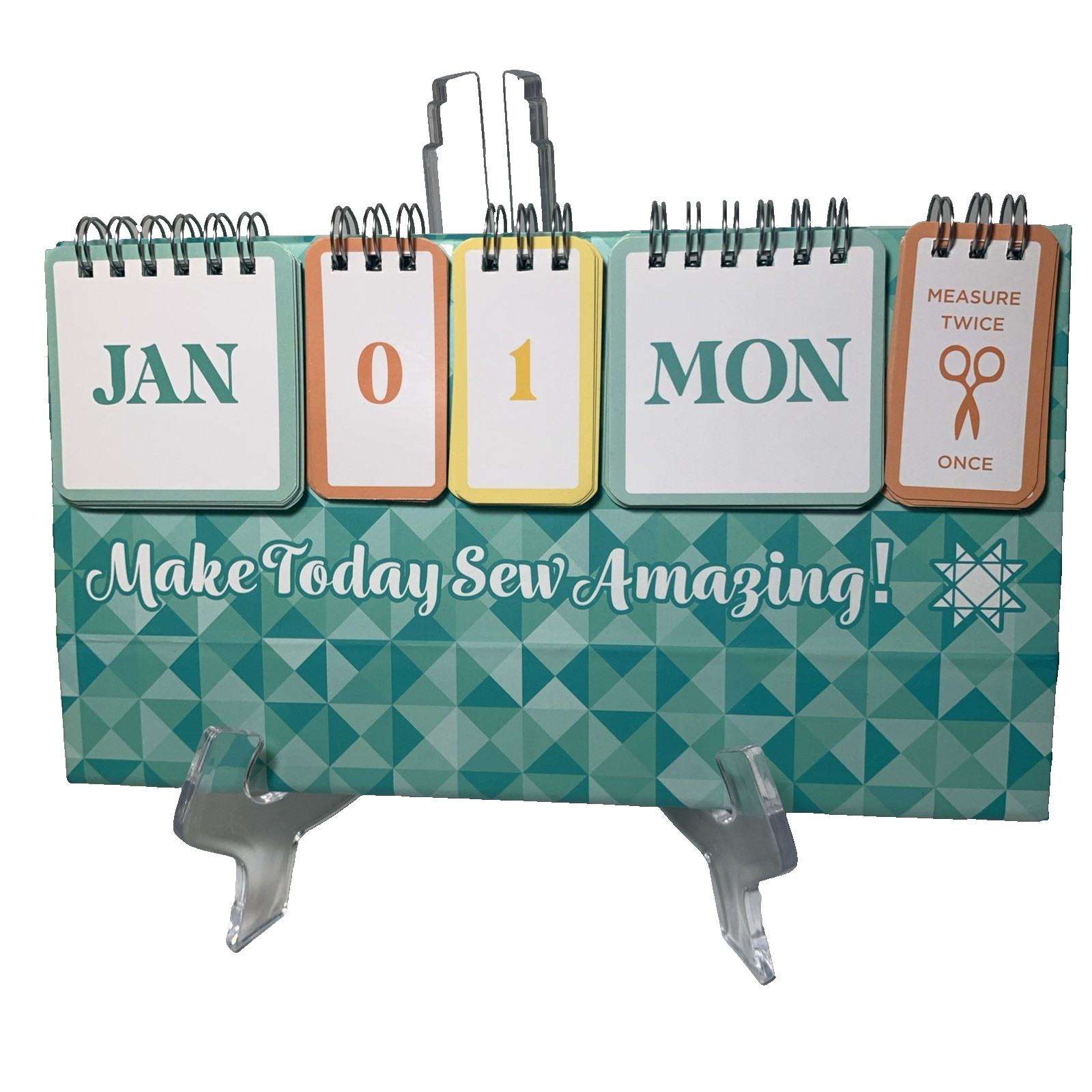 Calendar cards:  12 month calendar, "Make Today Sew Amazing" design, turquoise