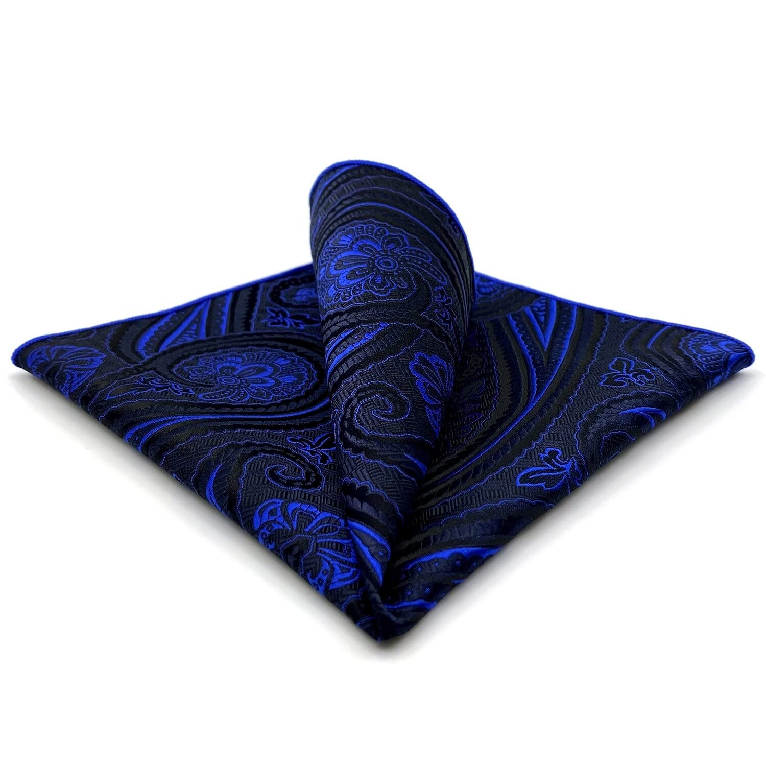 S&W SHLAX&WING Mens Pocket Squares for Suits Blue Navy Paisley X-Large,