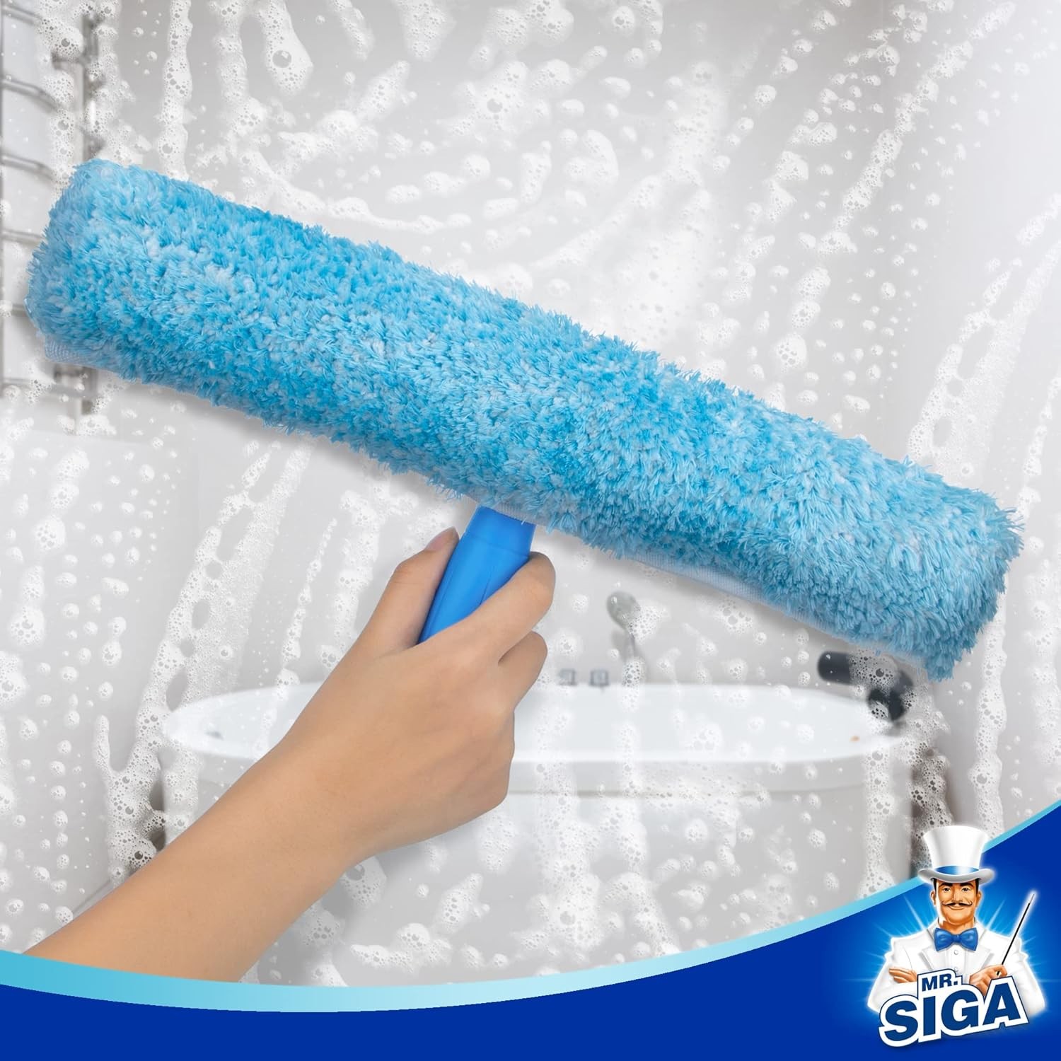 Professional window cleaning combo with practical squeegee and scrubber tool