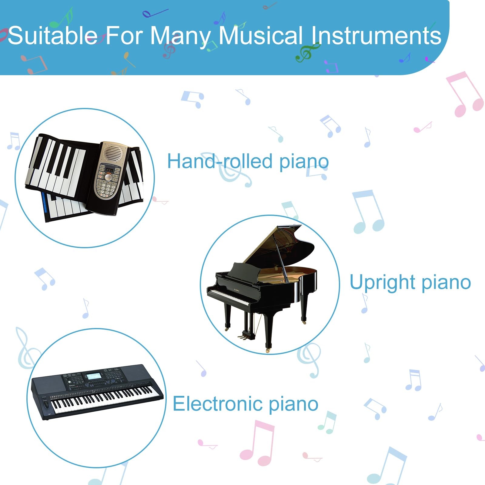 Piano Notes for Beginner, Removable 88-Key Full Size Piano Labels, 61 Key Sil...