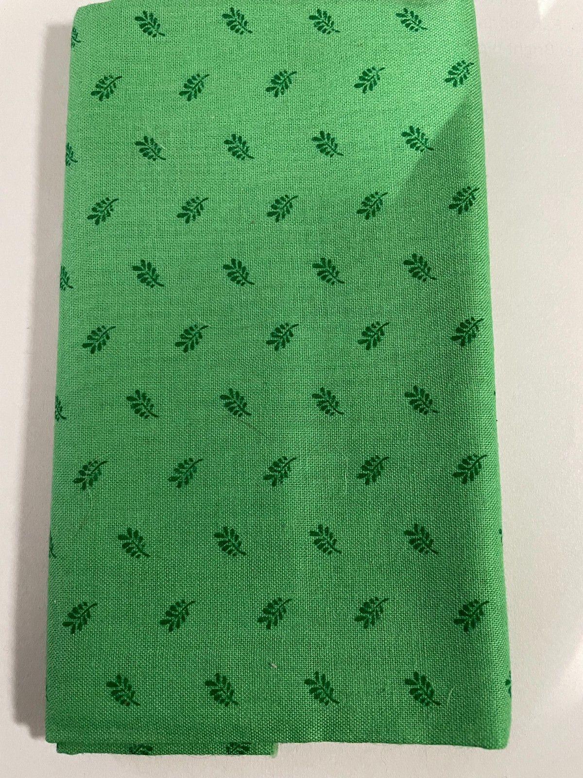 Quilting Fabric-Green print on bright green background