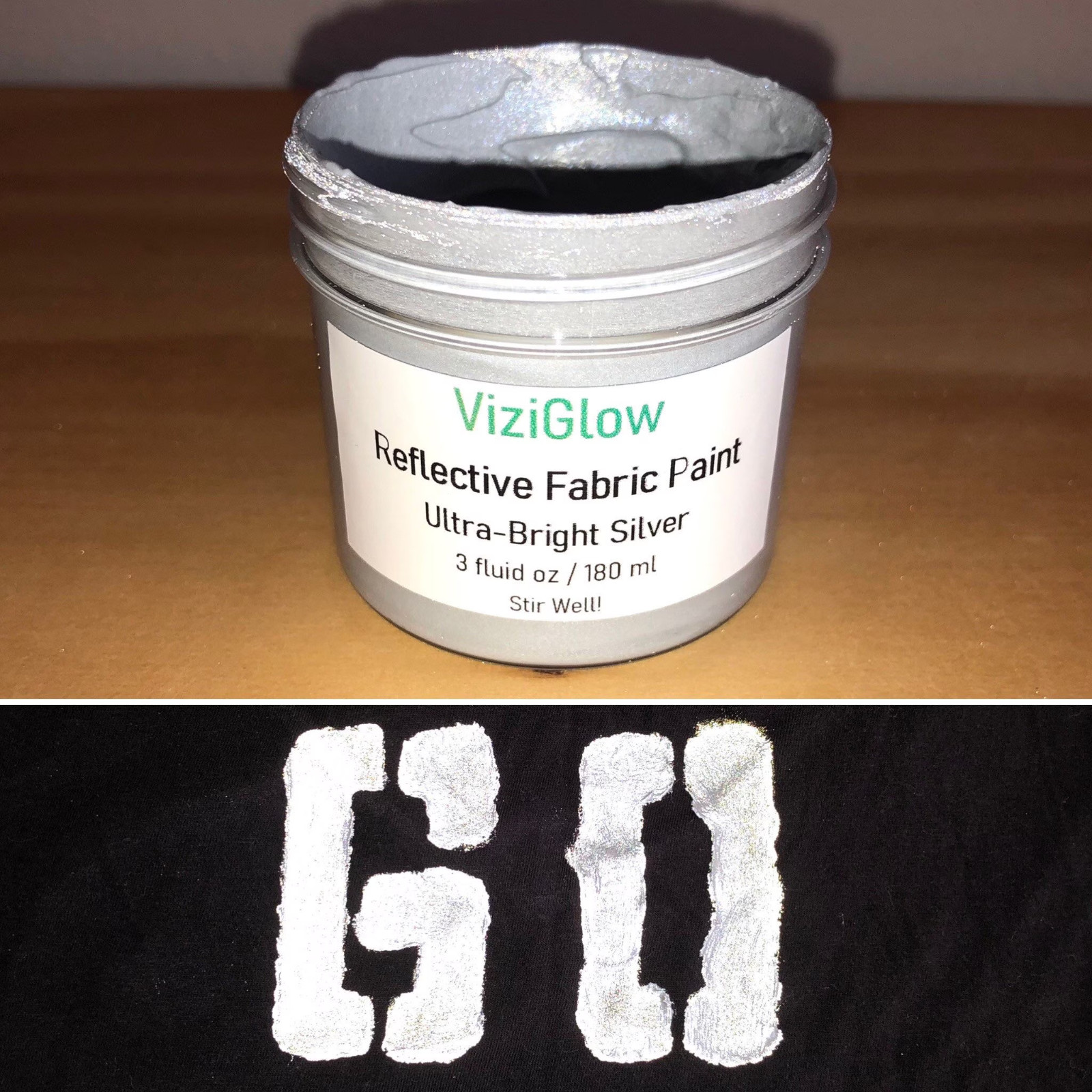 Silver Reflective Fabric Paint - 3 oz - Ultra-Bright, Silver/Gray Paint