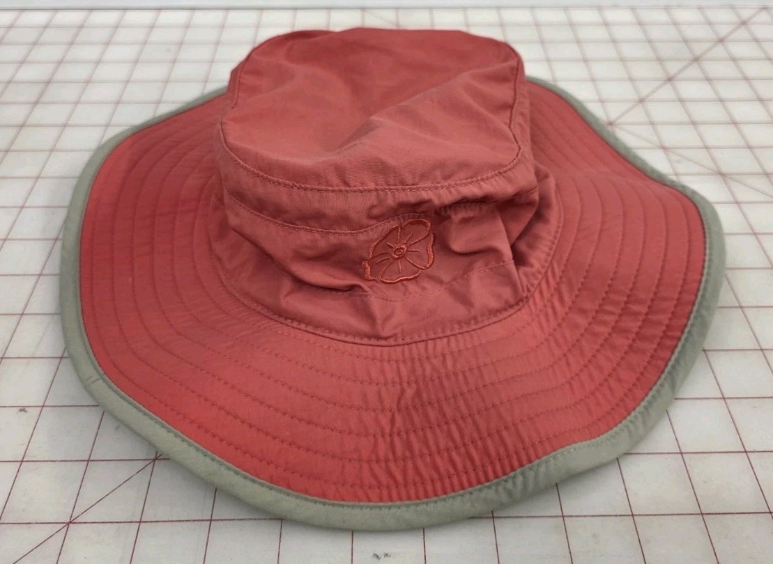 Outdoor Research OR Sun Hat Pink Tan Wide Brim Chin Strap Hiking Womens M