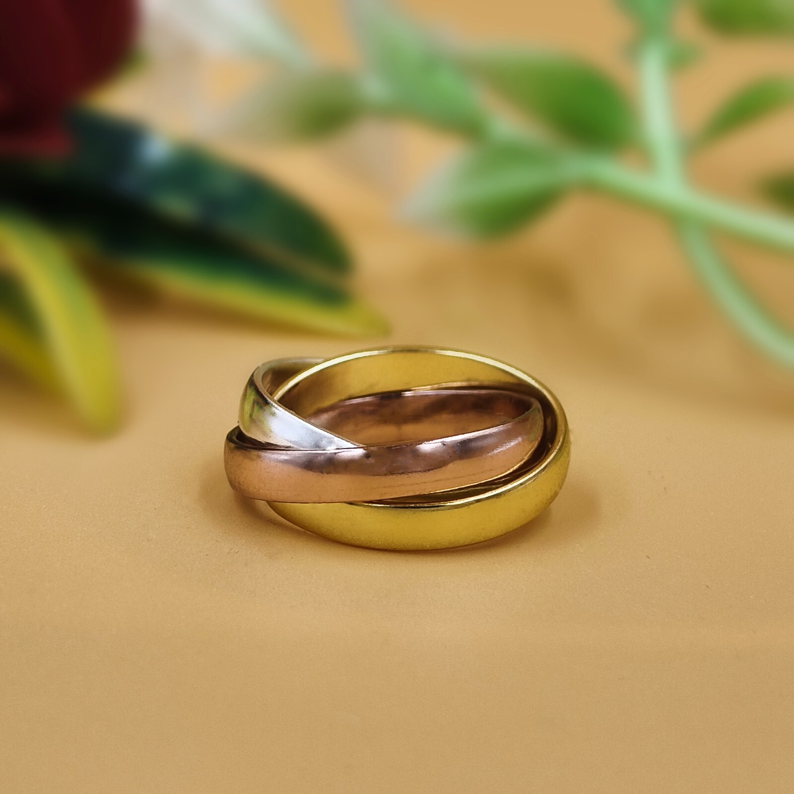 Multitone Russian Wedding Rings 925S terling Silver Interlocking Rolling Rings