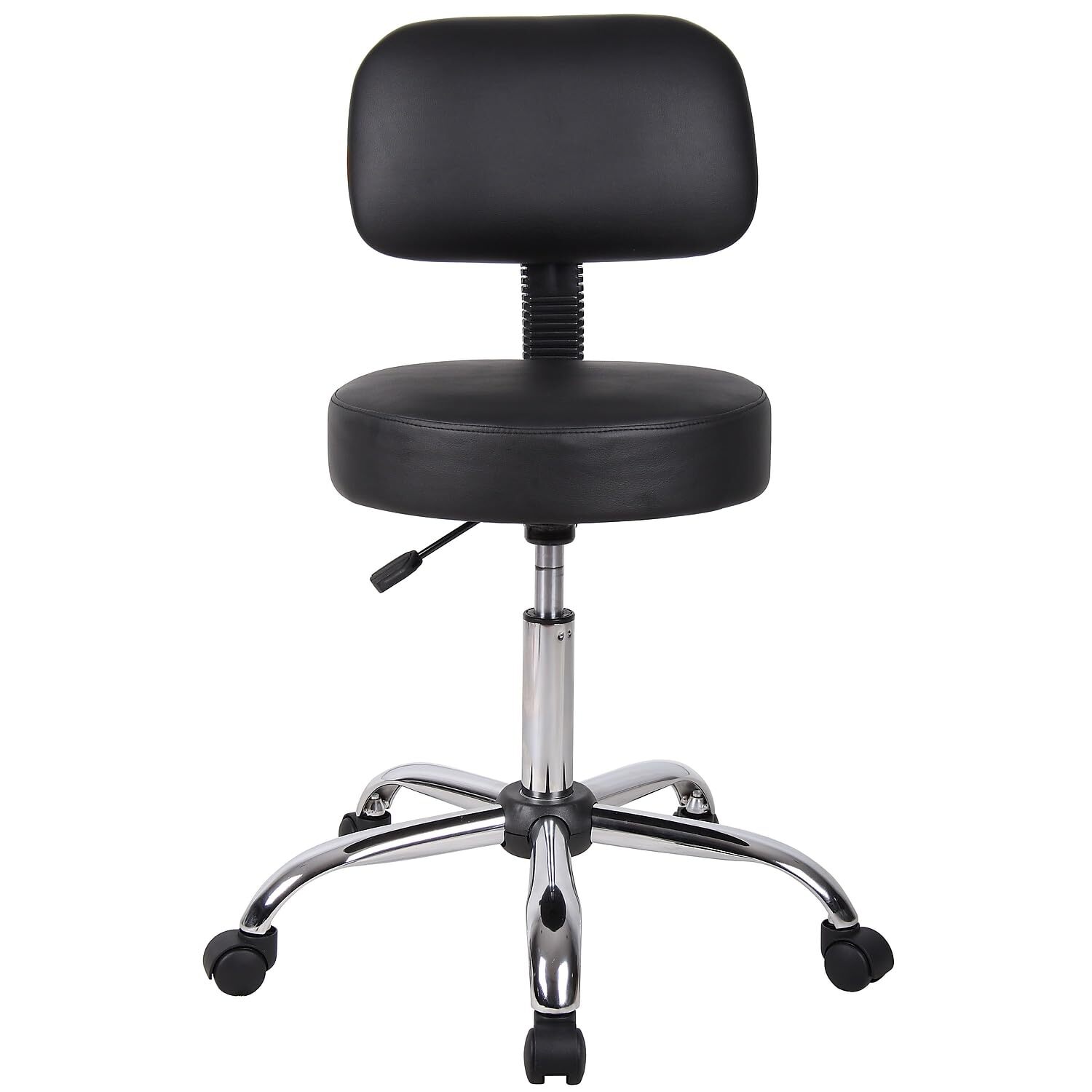 Boss Black Caressoft Medical Stool with Back Cushion Ergonomic Gas Lift Chair