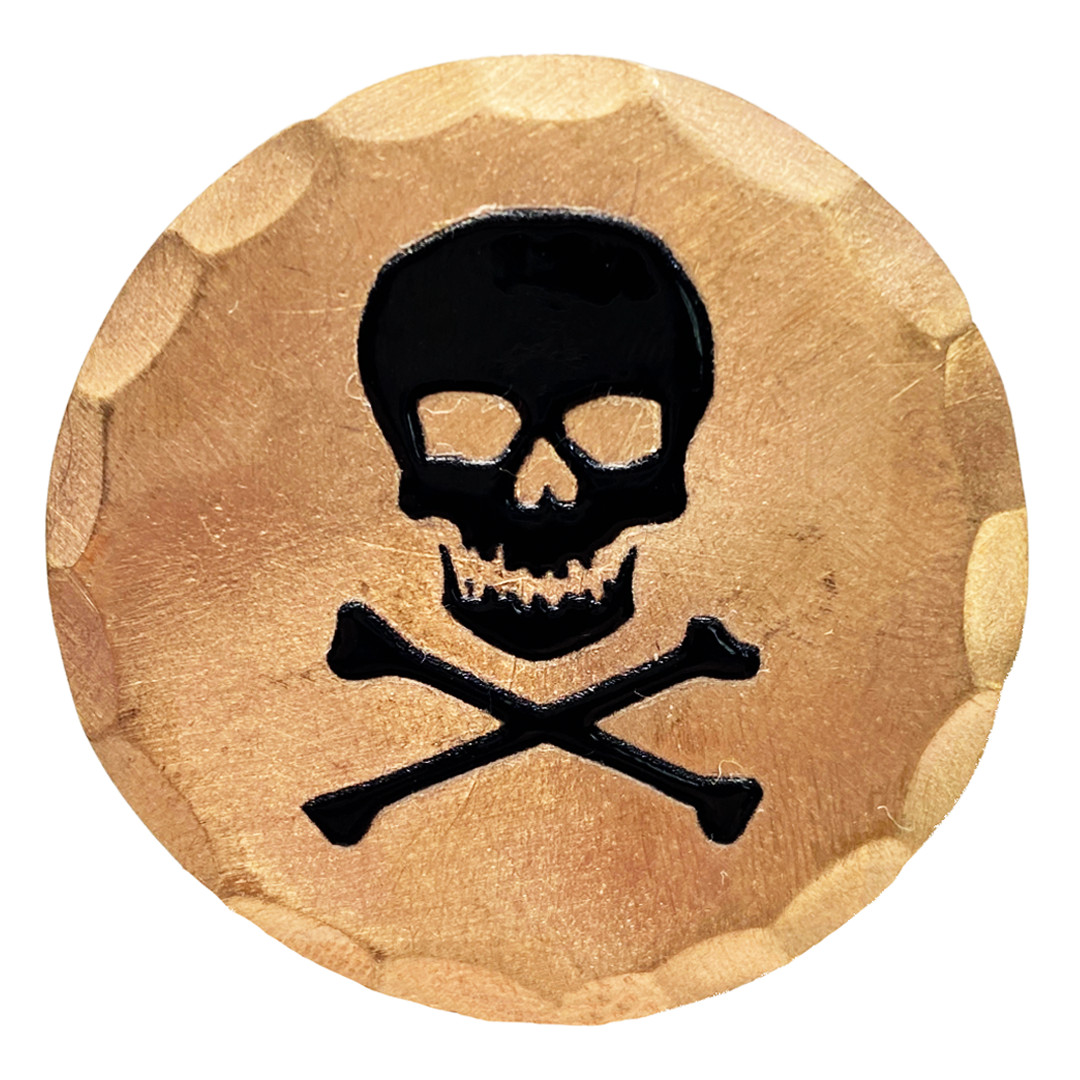 Skull and Crossbones Forged Copper Golf Ball Marker by Sunfish
