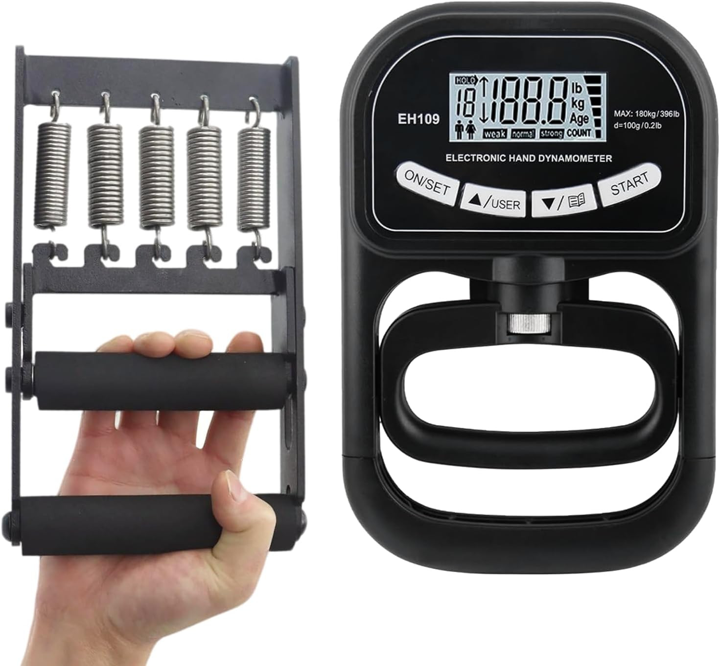 Grip Strength Tester Trainer Set-Electronic Hand Dynamometer of 396Lbs ＆ Solid M