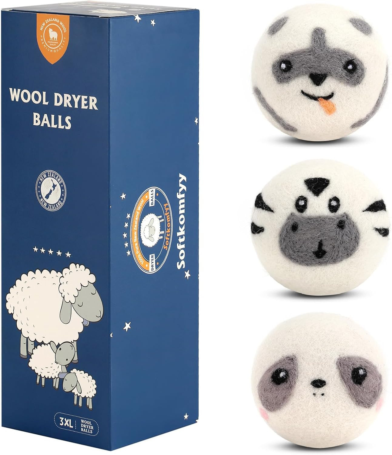 Wool Dryer Balls Handmade 3 Pack XL,Organic Laundry Dryer Balls,100% New Zealand