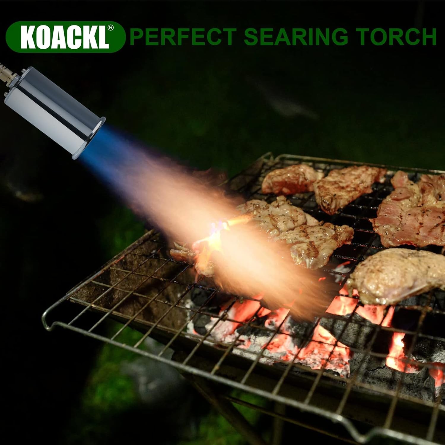 Powerful Propane Torch Head, Campfire Starter, Charcoal Medium, Green