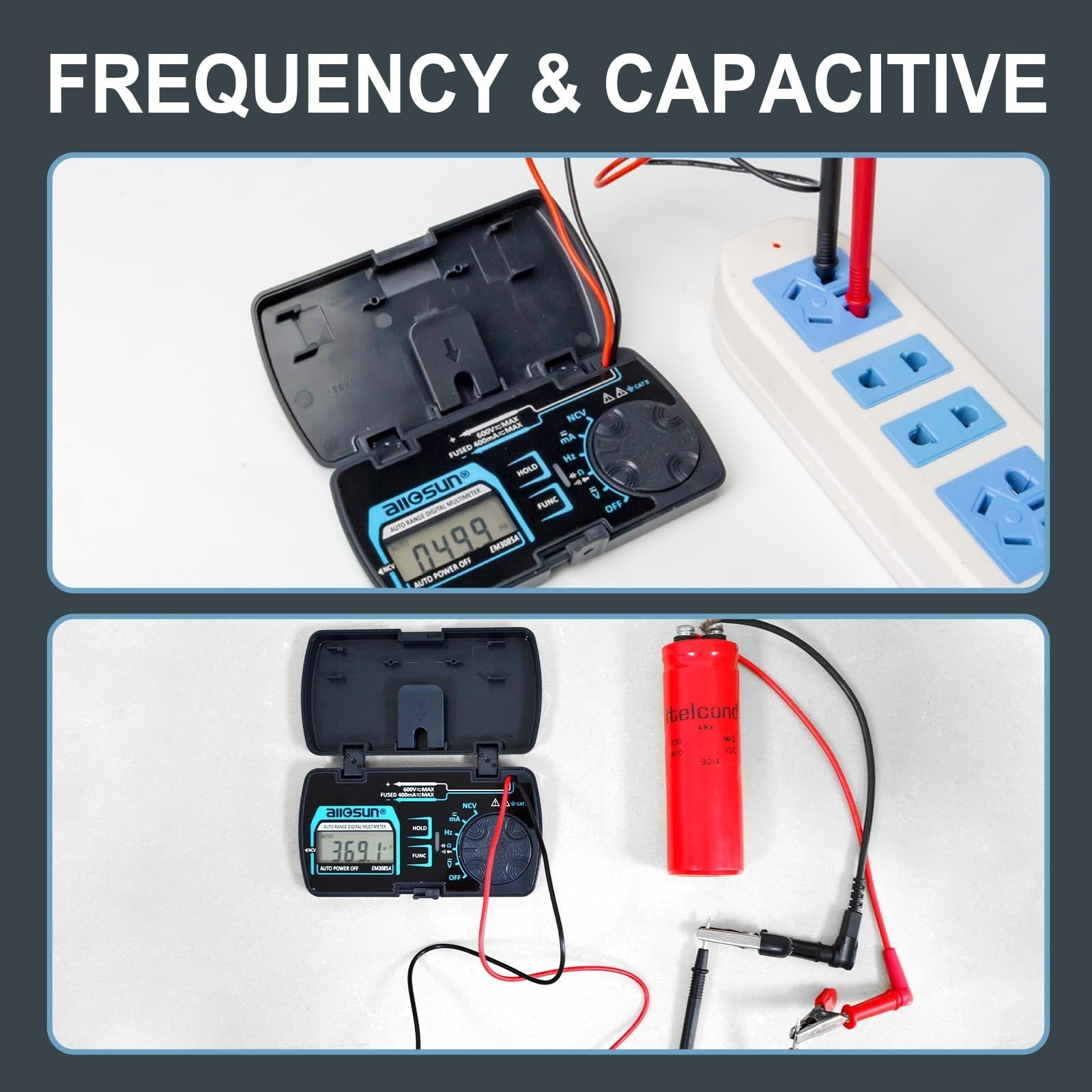 ALLOSUN Digital Multimeter Pocket Size Tester AC DC Voltage Current
