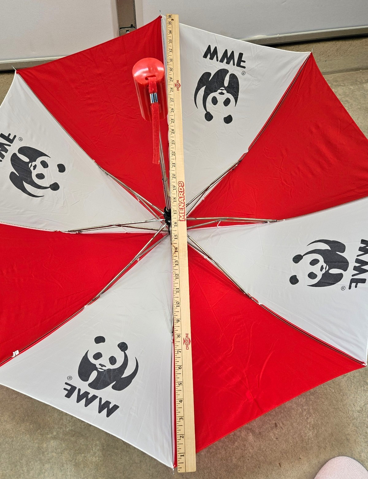 Vintage World Wildlife Foundation WWF Umbrella - Red White - Panda -New