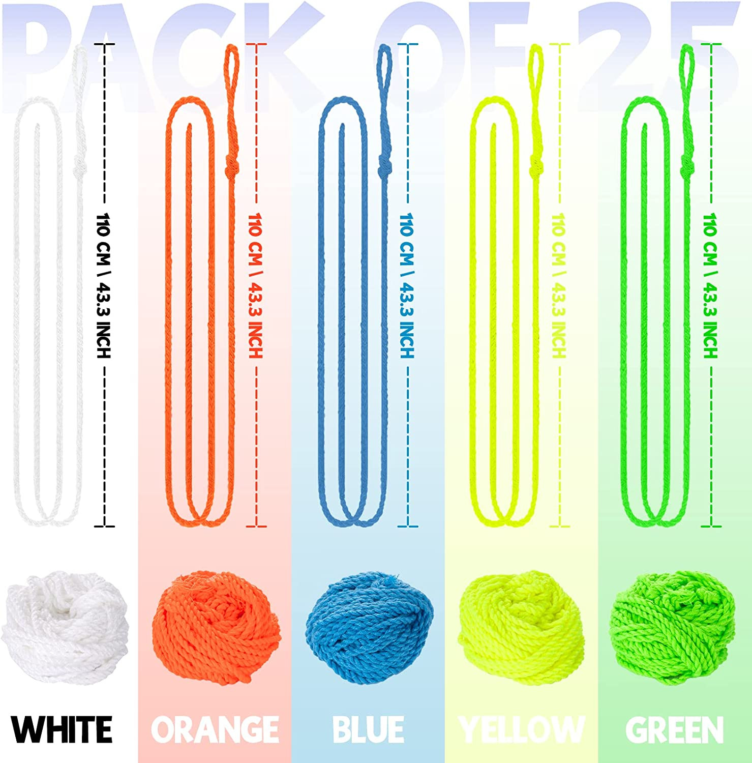 25 Pc YoYo Strings Polyester Replacement 43" 1A 3A 5A Trick Yo Yo String Set