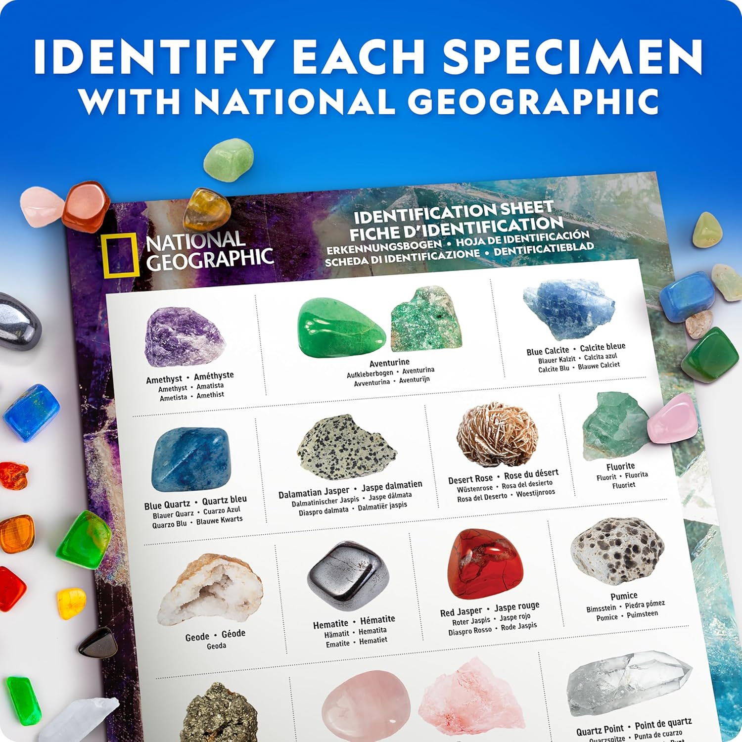 National Geographic Rock Collection Box for Kids – 300+ Piece Gemstones and Crys
