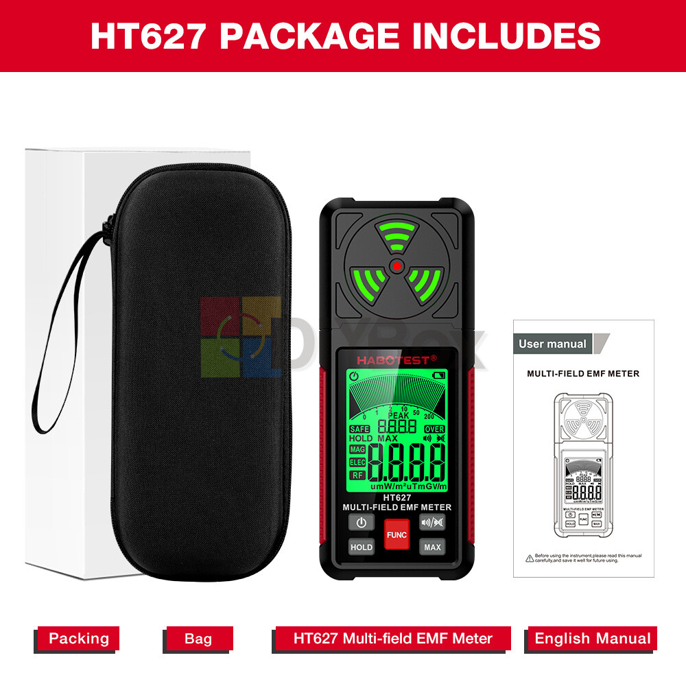 HABOTEST Radiation Detector EMF Meter HT627 Digital Electromagnetic Frequency