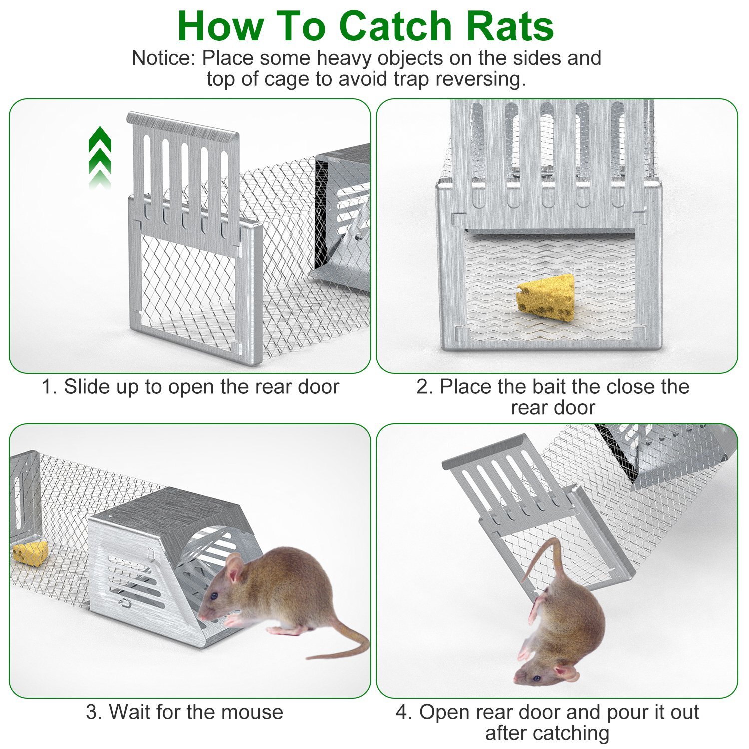 2Pcs Rat Trap Humane Live Chipmunk Cage Traps for Mouse Traps Work for Indoor