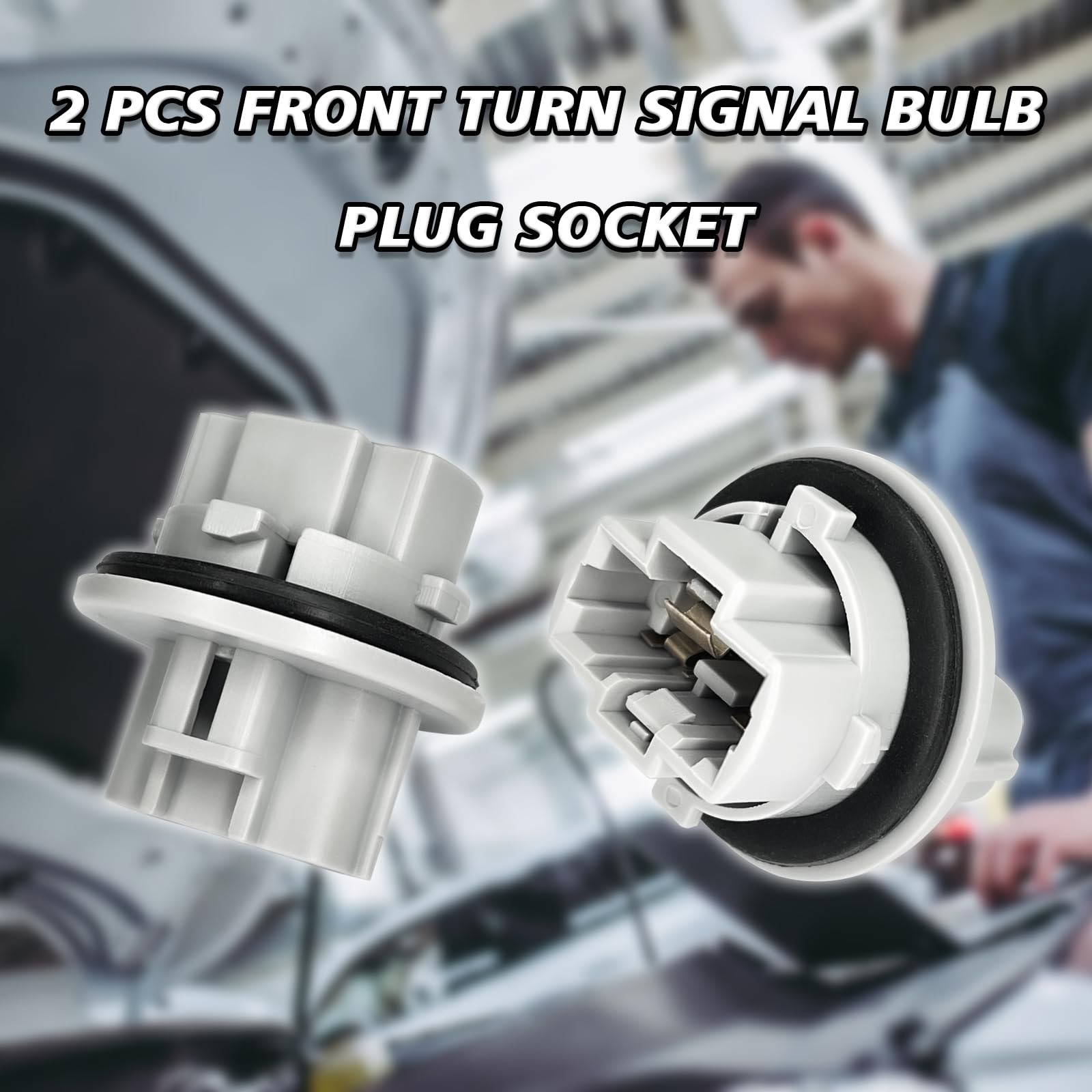 Hirificing 2PCS Turn Signal Bulb Socket, Front Blinker Light Gray
